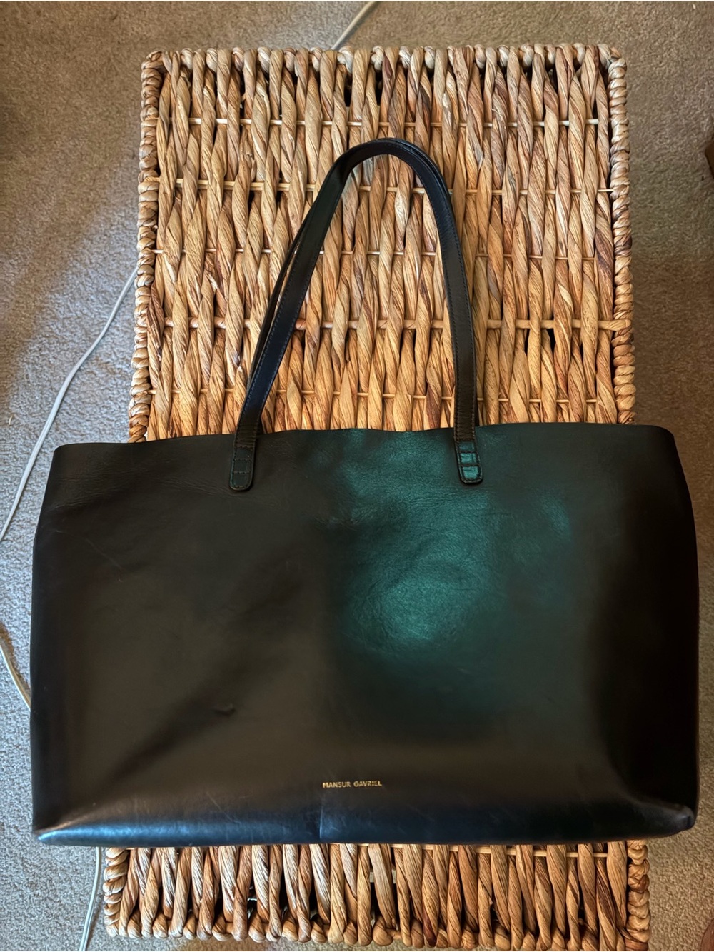 Mansur Gavriel gold black tote bag no pouch no dustbag